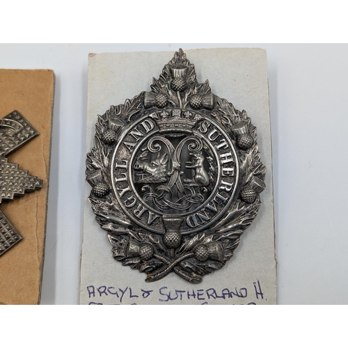 2146 - Two military cap badges, one The Royal Highlanders The Black Watch of Canada and one Argyll and Suth... 