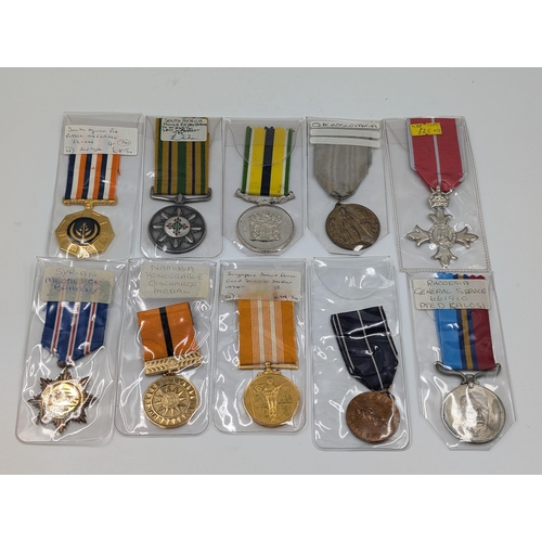 2147 - Ten various medals to include Syrian Medal For Bravery, Singapore Armed Forces Good Service, Namibia... 