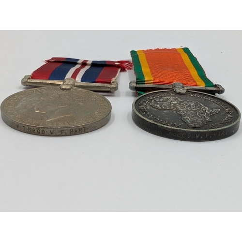 2155 - A WWII medal pair presented to 78809 W. F. Hart