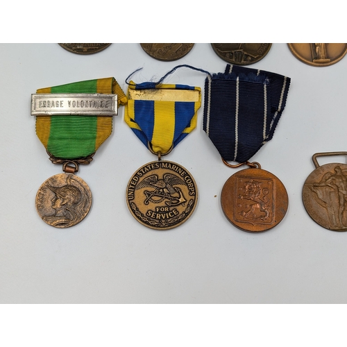 2157 - Ten various medals to include US Navy 1898 Spanish Campaign re-issue, WWI French Orient Campaign, It... 