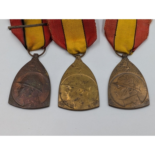 2161 - Three WWI Belgian 1914-1918 Commemorative War medals