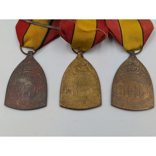 2161 - Three WWI Belgian 1914-1918 Commemorative War medals