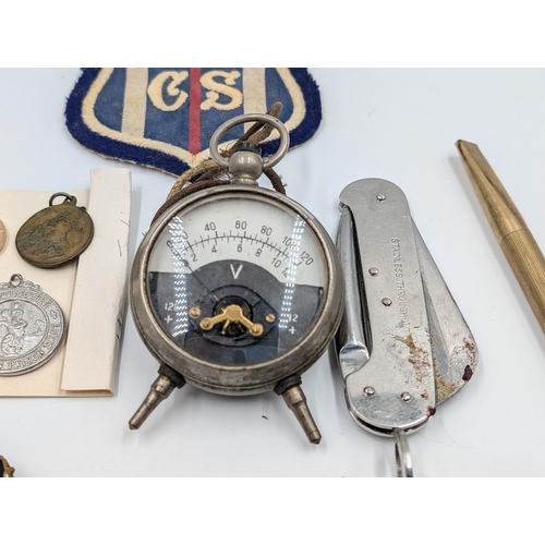 2171 - A collection of items to include hallmarked sterling silver fob/medallion, sterling silver and ename... 