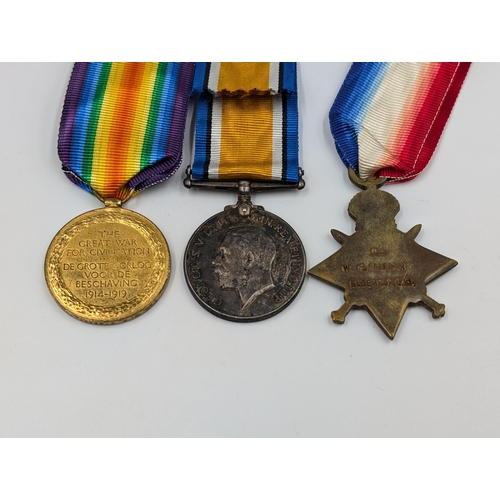 2184 - A WWI South African medal trio presented to Pte. W. H. Prosser Bloemhof CDO