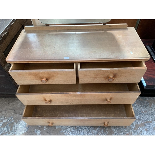 127 - A mid 20th century Dutch Meubelfabriek Bergschenhoek oak dressing chest with upper mirror  - approx.... 