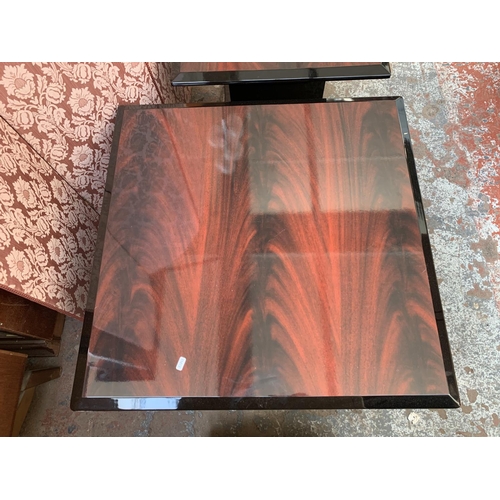 128 - Two Art Deco style high gloss lacquered rosewood effect occasional tables - largest approx. 43cm hig... 