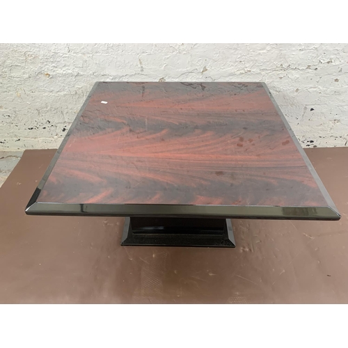 128 - Two Art Deco style high gloss lacquered rosewood effect occasional tables - largest approx. 43cm hig... 