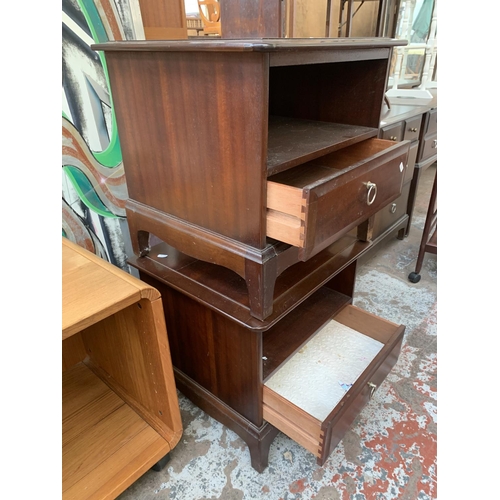 133 - A pair of Stag Minstrel mahogany bedside cabinets - approx. 50cm high x 53cm wide x 47cm deep