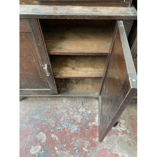 141 - Four pieces of house clearance furniture, one oak sideboard, one mahogany tea trolley, one 1930s oak... 