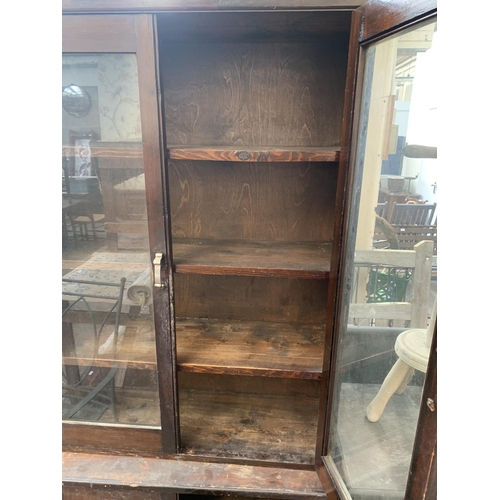 141 - Four pieces of house clearance furniture, one oak sideboard, one mahogany tea trolley, one 1930s oak... 