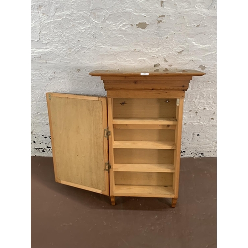 143 - A modern pine wall mountable spice cabinet with hand painted front - approx. 85cm high x 55cm wide x... 