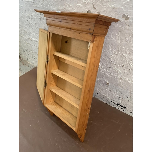 143 - A modern pine wall mountable spice cabinet with hand painted front - approx. 85cm high x 55cm wide x... 