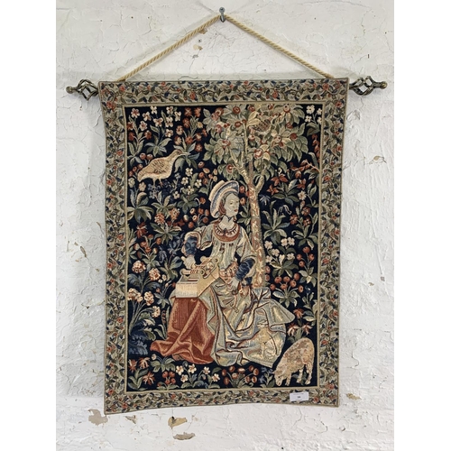 16 - A French tapestry wall hanging - approx. 64cm high x 46cm wide