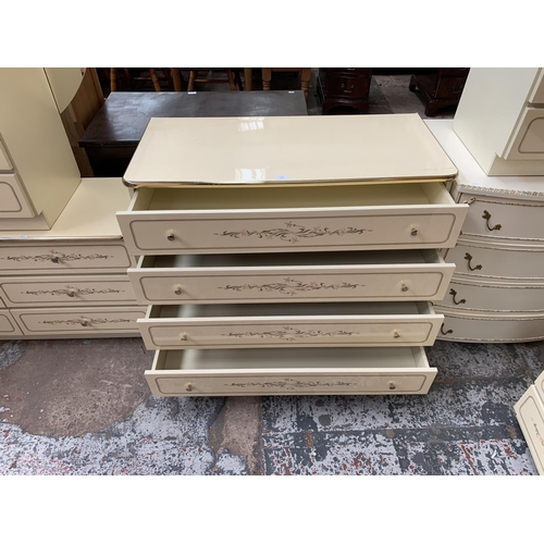 164 - A mid/late 20th century white floral pattern chest of drawers - approx. 80cm high x 100cm wide x 47c... 