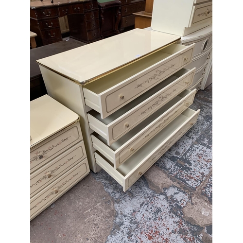 164 - A mid/late 20th century white floral pattern chest of drawers - approx. 80cm high x 100cm wide x 47c... 