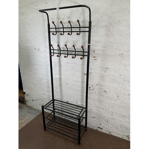 167 - A mid 20th century style black tubular metal sputnik coat stand - approx. 188cm high x 68cm wide x 3... 