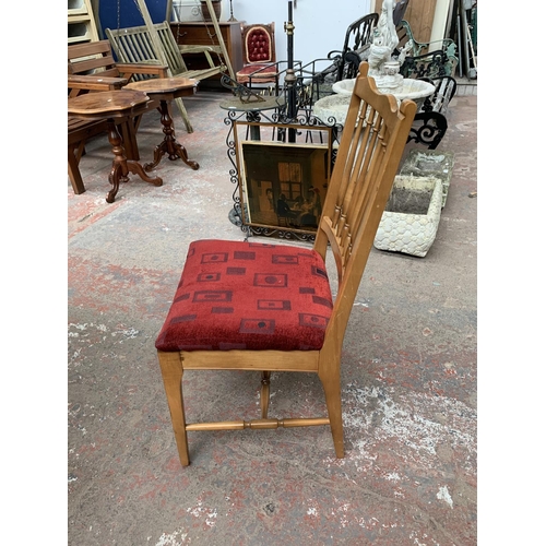 169 - A Stag Madrigal extending dining table and six chairs - approx. 72cm high x 96cm wide x 152cm long