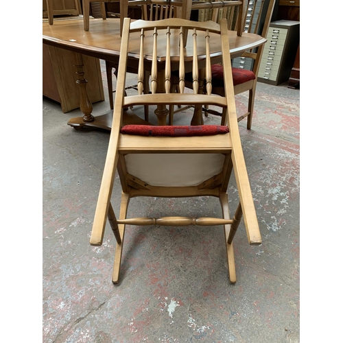 169 - A Stag Madrigal extending dining table and six chairs - approx. 72cm high x 96cm wide x 152cm long