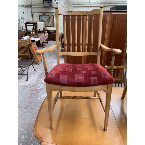 169 - A Stag Madrigal extending dining table and six chairs - approx. 72cm high x 96cm wide x 152cm long