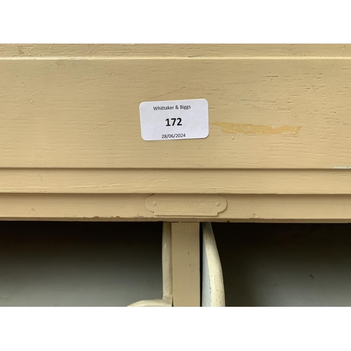 172 - A mid 20th century white painted sixteen drawer haberdashery cabinet bearing label 