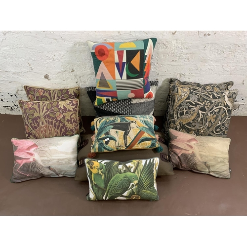 18 - Eleven various cushions to include William Morris pattern, handmade, mid century style etc.