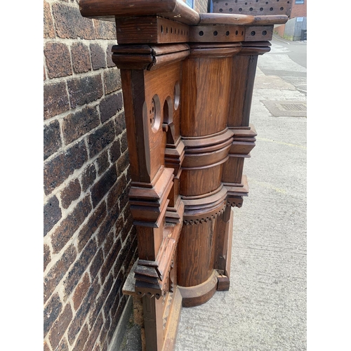 20 - A 19th century Gothic Revival pitch pine church altar/pulpit - approx. 157cm high x 190cm wide