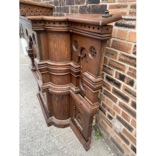 20 - A 19th century Gothic Revival pitch pine church altar/pulpit - approx. 157cm high x 190cm wide