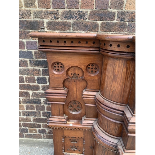 20 - A 19th century Gothic Revival pitch pine church altar/pulpit - approx. 157cm high x 190cm wide