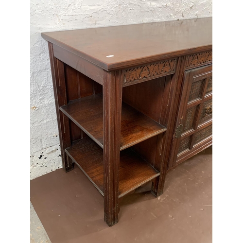 202 - A late 19th/early 20th century Oriental carved elm sideboard - approx. 78cm high x 137cm wide x 51cm... 