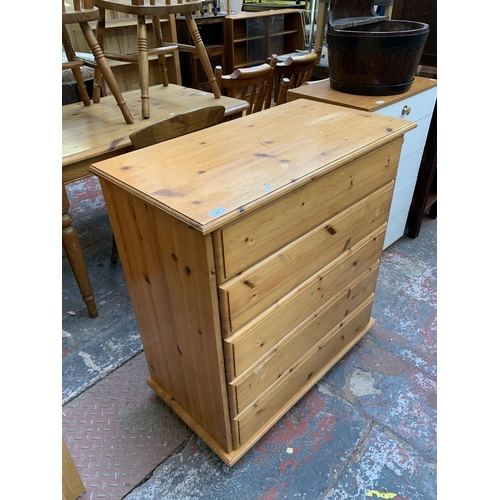 207 - A modern pine chest of drawers - approx. 90cm high x 85cm wide x 45cm deep