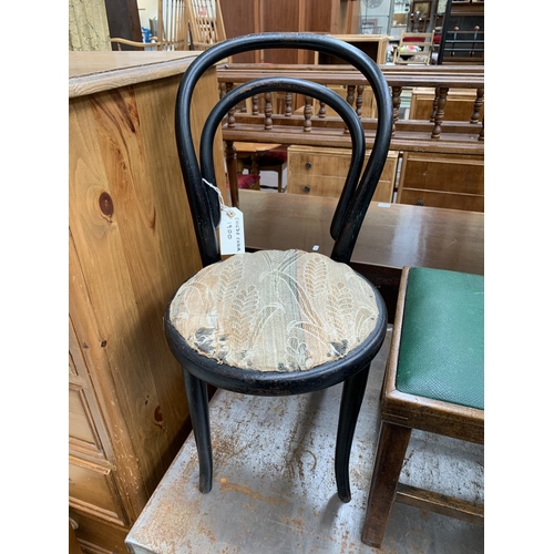 216 - Four pieces of antique and vintage furniture, one early 20th century ebonized bentwood child's chair... 