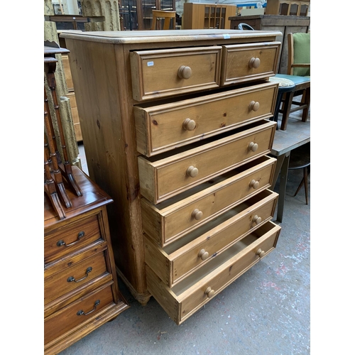 219 - A Victorian style solid pine chest of drawers - approx. 142cm high x 99cm wide x 50cm deep