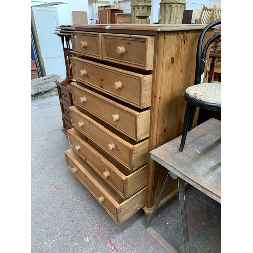 219 - A Victorian style solid pine chest of drawers - approx. 142cm high x 99cm wide x 50cm deep