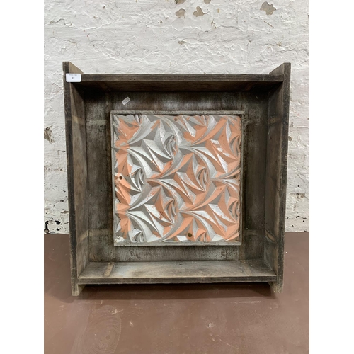 22 - A mid 20th century wood and plaster industrial printing block - approx. 64cm x 60cm