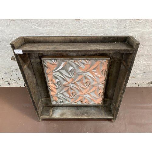 22 - A mid 20th century wood and plaster industrial printing block - approx. 64cm x 60cm