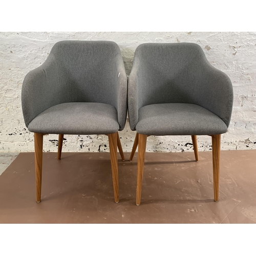 236 - A pair of Dwell grey fabric and walnut effect accent chairs - approx. 80cm high x 51cm wide x 46cm d... 