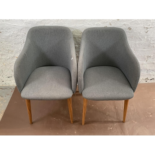 236 - A pair of Dwell grey fabric and walnut effect accent chairs - approx. 80cm high x 51cm wide x 46cm d... 