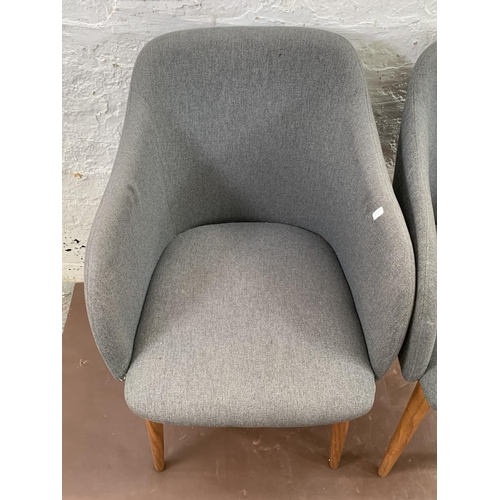 236 - A pair of Dwell grey fabric and walnut effect accent chairs - approx. 80cm high x 51cm wide x 46cm d... 