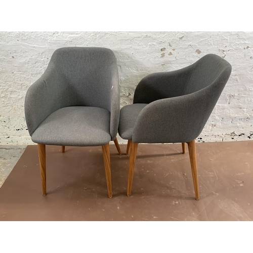 236 - A pair of Dwell grey fabric and walnut effect accent chairs - approx. 80cm high x 51cm wide x 46cm d... 