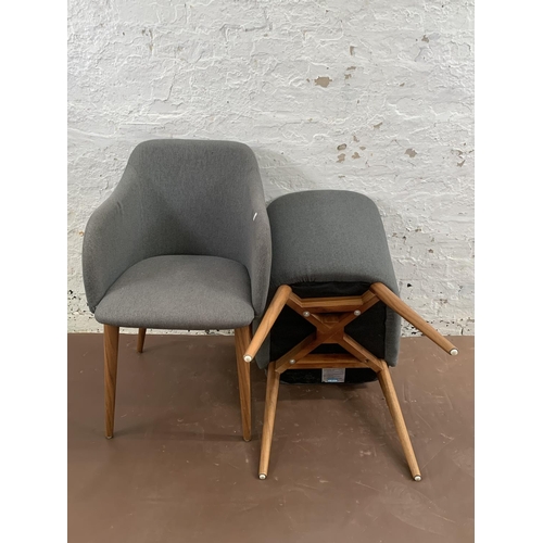 236 - A pair of Dwell grey fabric and walnut effect accent chairs - approx. 80cm high x 51cm wide x 46cm d... 