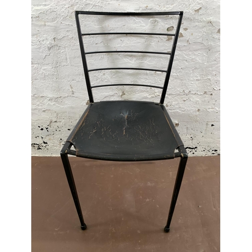 237A - A mid 20th century Staples Ladderax black metal and leather dining chair - approx. 82cm high x 43cm ... 