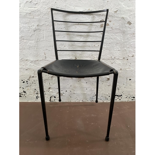 237A - A mid 20th century Staples Ladderax black metal and leather dining chair - approx. 82cm high x 43cm ... 