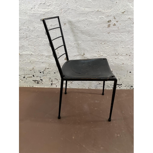 237A - A mid 20th century Staples Ladderax black metal and leather dining chair - approx. 82cm high x 43cm ... 