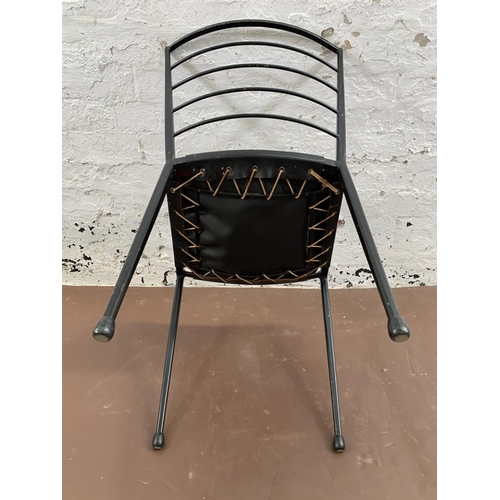 237A - A mid 20th century Staples Ladderax black metal and leather dining chair - approx. 82cm high x 43cm ... 