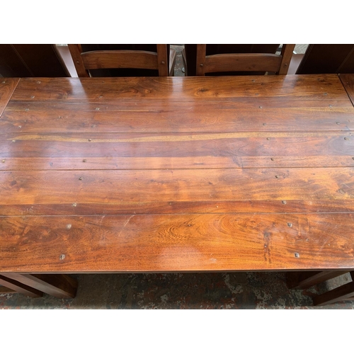 238 - An Indian sheesham wood extendable dining table and six chairs - approx. 76cm high x 90cm wide x 230... 