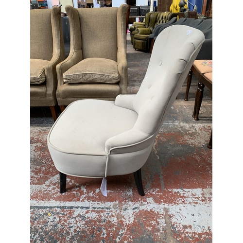 246 - A modern fabric upholstered bedroom chair