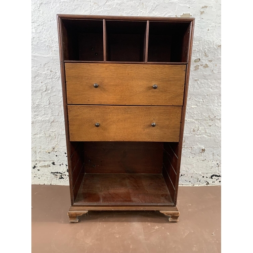 248 - An early 20th century mahogany cabinet with two drawers - approx. 94cm high x 52cm wide x 30cm deep