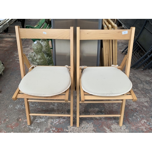 259 - Five beech folding chairs