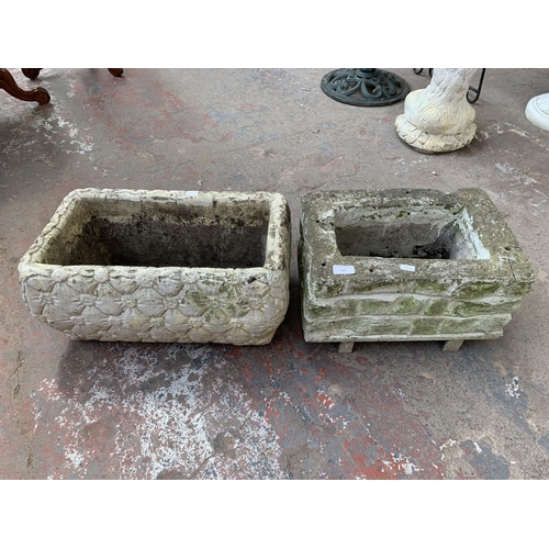 269 - Two cast stone garden planters - largest approx. 24cm high x 29cm wide 48cm long