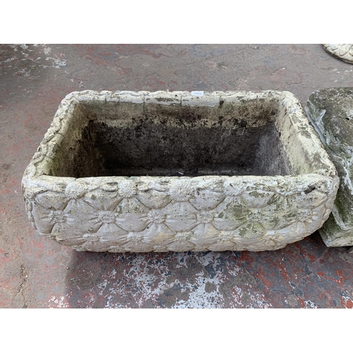 269 - Two cast stone garden planters - largest approx. 24cm high x 29cm wide 48cm long